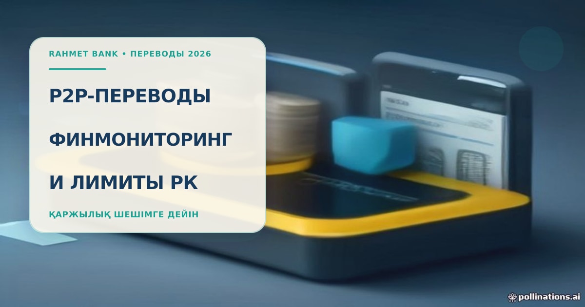 Редакционная 3D-иллюстрация к статье о P2P-переводах и финмониторинге в Казахстане, без людей