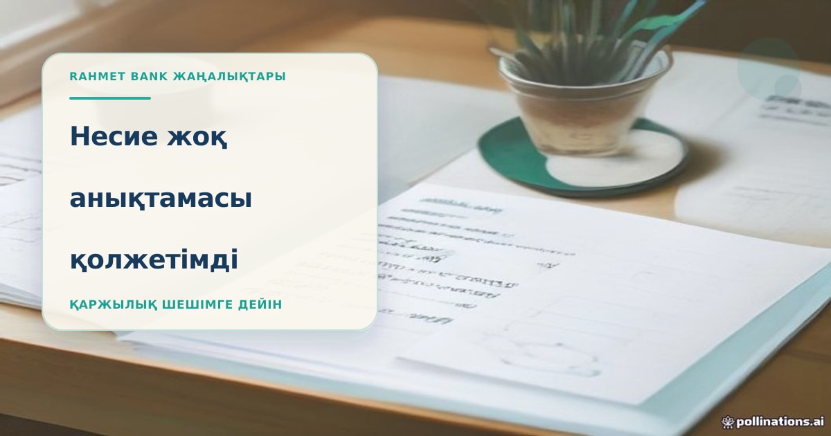 Редакционная иллюстрация Rahmet Bank News: на светлом деревянном столе распечатанный кредитный отчёт на планшете, ручка, голубая папка и монеты, без людей