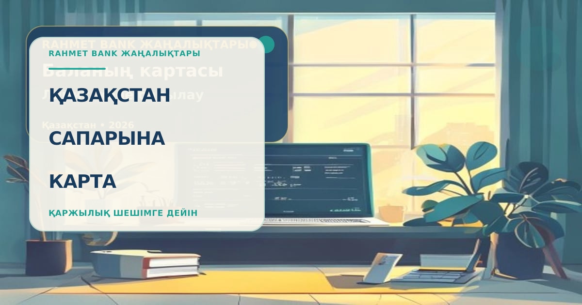 Банковская карта, смартфон с маршрутом по Казахстану, дорожный блокнот и наличные на аккуратном рабочем столе